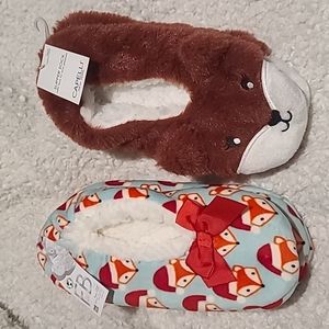 NWT 2 for 1 Fox slipper socks bundle